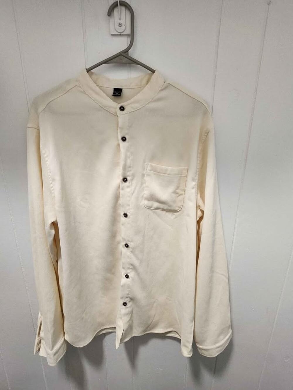Men's Corduroy Collarless Button Up Shirt Size XL (Runs Small)